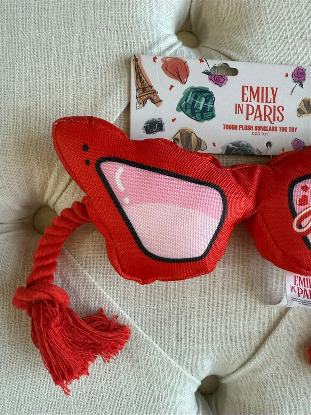 Netflix Emily In Paris Red Fashion Sunglasses Pet Plush Dog Toy